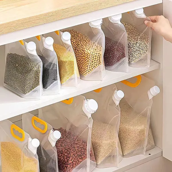 5Pcs-1.5L_Kitchen_Storage_Bag_Grains_Rice_Moisture-Proof_Sealed_Bag,_Resealable,_Transparent_Bags_Stand_Up_Pouch_Bags_with_Portable_Handle_for_Long_Term_Food_Storage_Container