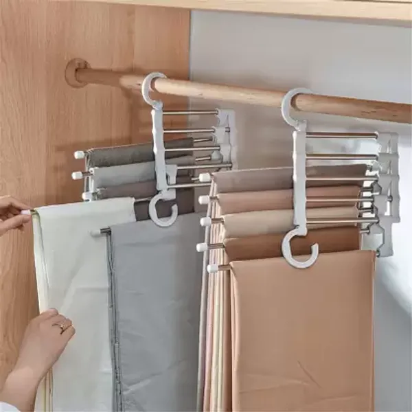 Hanger-_5_Layer_Hanger_Space_Saving_Non-Slip_Cloth_Organizer_,_5_In_1_Multicolourfunctional_Layer_Pant_Rack_For_Trouser_Scarf_And_Travel_Storage