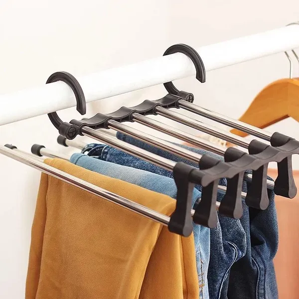 Hanger-_5_Layer_Hanger_Space_Saving_Non-Slip_Cloth_Organizer_,_5_In_1_Multicolourfunctional_Layer_Pant_Rack_For_Trouser_Scarf_And_Travel_Storage