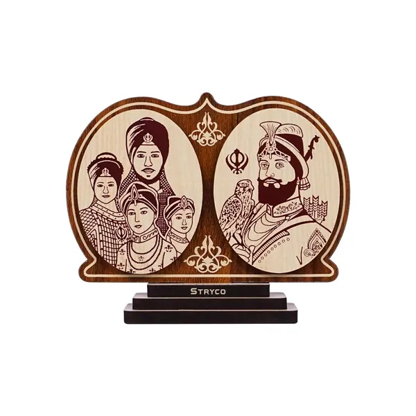 Redwood_Texture_Char_Sahibzaade_Car_Dashboard_Idol__Car_Interior__Guru_Gobind_Singh_Ji_Car_Photo__Spiritual_Table/Home/Office_Big_Size_Decorative_Showpiece__Sikh_Gifts