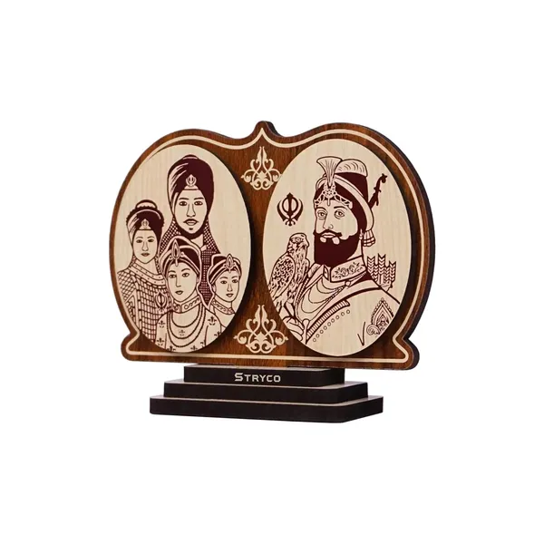 Redwood_Texture_Char_Sahibzaade_Car_Dashboard_Idol__Car_Interior__Guru_Gobind_Singh_Ji_Car_Photo__Spiritual_Table/Home/Office_Big_Size_Decorative_Showpiece__Sikh_Gifts