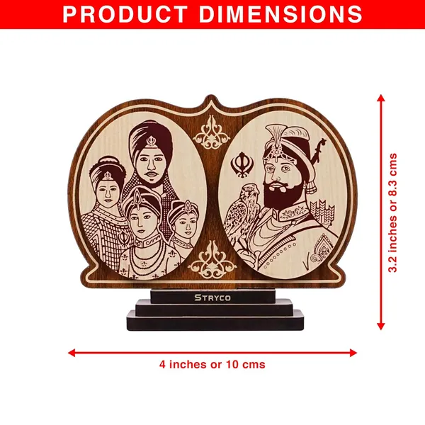 Redwood_Texture_Char_Sahibzaade_Car_Dashboard_Idol__Car_Interior__Guru_Gobind_Singh_Ji_Car_Photo__Spiritual_Table/Home/Office_Big_Size_Decorative_Showpiece__Sikh_Gifts