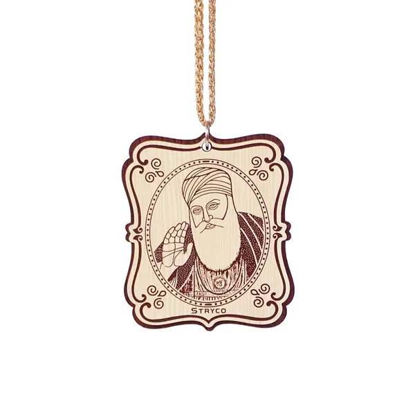 Ivory_Beechwood_Texture_Guru_Nanak_Dev_Ji_Wooden_Photo__Punjabi_Sikh_Car_Hanging_Ornament_Dual_Sided_Car_&_Home_Decor_Accessory__Spiritual_Gift_Item__Kirat_Karni__First_Sikh_Guru