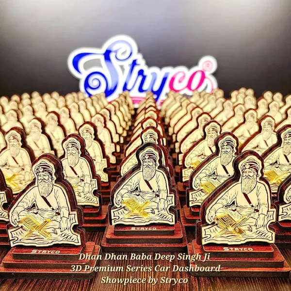 Beige_&_Dark_Red_Baba_Deep_Singh_Ji_Photo__3D_Car_Photo_Stand__Wooden_Car_Dashboard_Idol__Punjabi_Gift_Items__Sikh_Religious_Decorative_Wooden_Showpiece_,_3x2.5_Inches