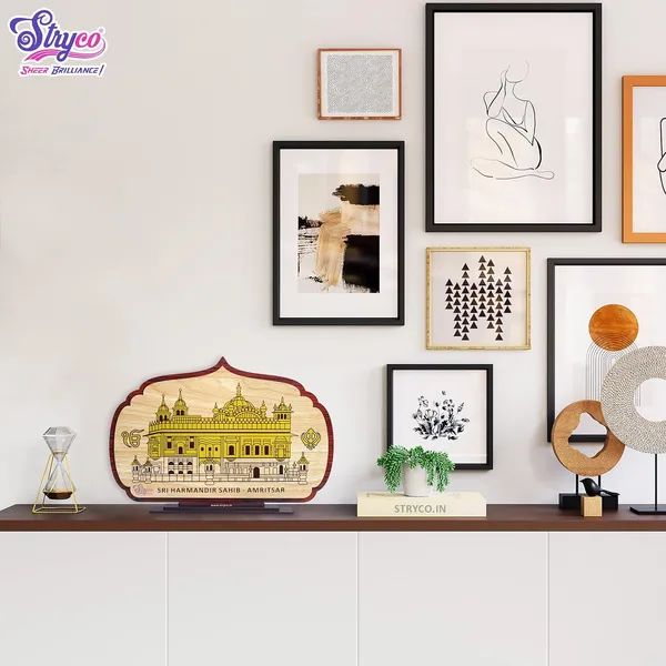 Rosewood_&_Beige_Table_Top_Golden_Temple__Darbar_Sahib_Photo__Sri_Harmandir_Sahib__Spiritual__Religious__Wooden_Home_Decor__Big_Size_Gift_Decorative_Showpiece_|_8x12_inches