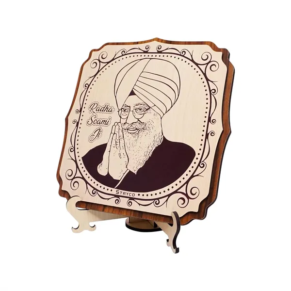 Beige_Radha_Soami_Ji_Table_Top_Wooden_Photo__Best_Gift_Item__Home,_Office_&_Table_Decorative_Showpiece__Stand_Included