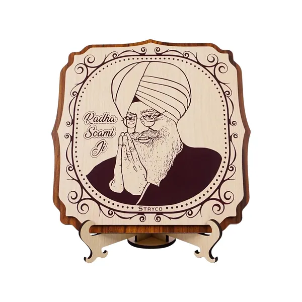 Beige_Radha_Soami_Ji_Table_Top_Wooden_Photo__Best_Gift_Item__Home,_Office_&_Table_Decorative_Showpiece__Stand_Included