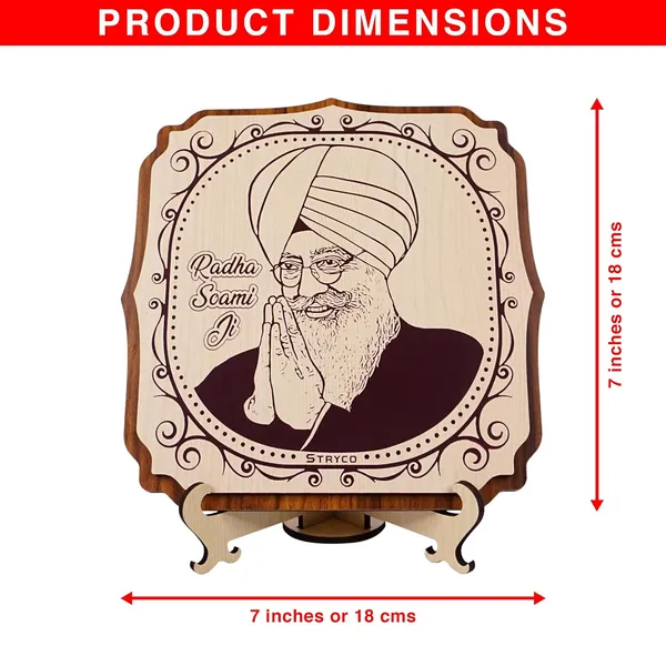 Beige_Radha_Soami_Ji_Table_Top_Wooden_Photo__Best_Gift_Item__Home,_Office_&_Table_Decorative_Showpiece__Stand_Included