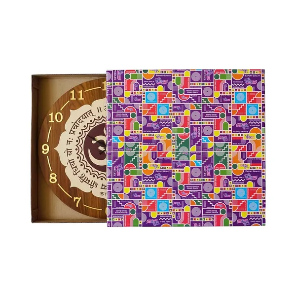 18x18_Inches_|_Gayatri_Mantra_Wooden_Clock_|_Spiritual_Hindu_Wall_Clock_|_Unique_Gift_Idea_|_Home_And_Wall_Decor_Items_|_Gold_Edition_With_English_Digits_|_Golden_Brown_&_Cream