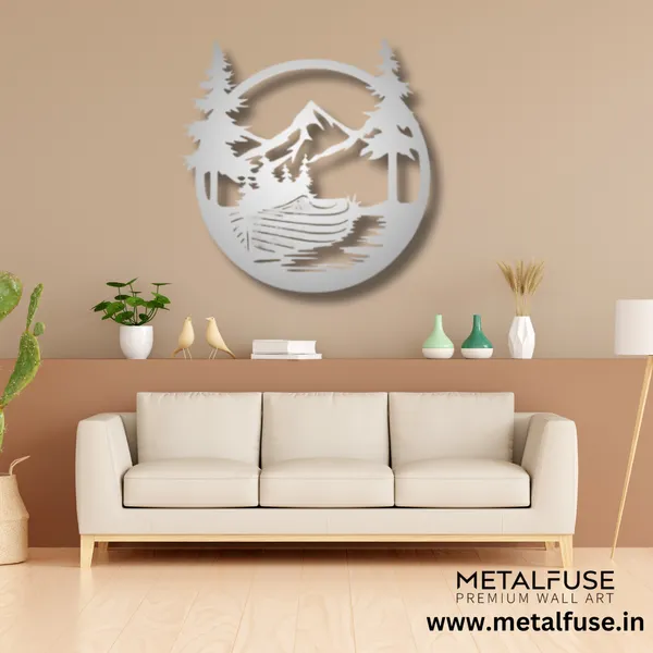Metal_Wall_Art_for_Home_Decoration__|_Drift_Boat_Mountain__|_Silver