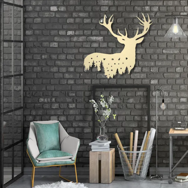 Metal_Wall_Art_for_Home_Decoration__|_Deer_Design__|_Gold