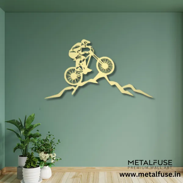 Metal_Wall_Art_for_Home_Decoration__|_Mountain_Biker__|_Gold