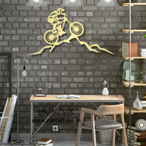 Metal_Wall_Art_for_Home_Decoration__|_Mountain_Biker__|_Gold