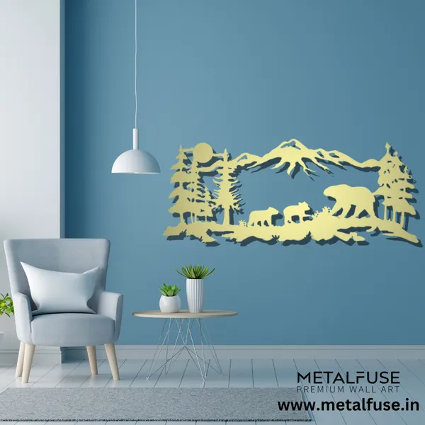 Metal_Wall_Art_for_Home_Decoration__|_Mountain_Bear_Family__|_Gold