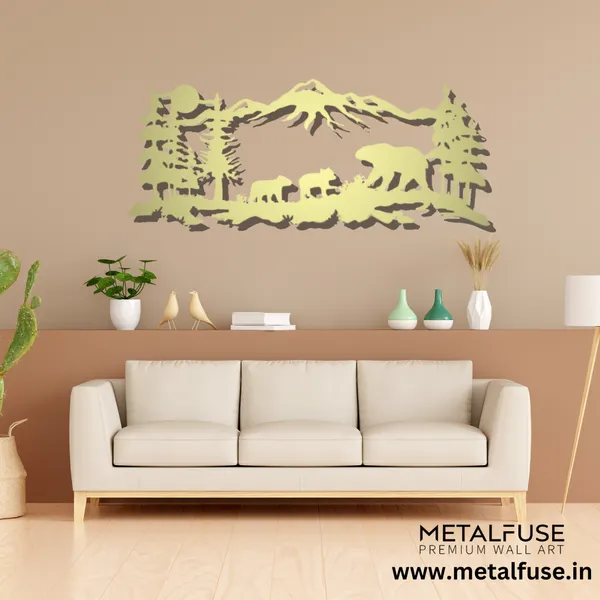 Metal_Wall_Art_for_Home_Decoration__|_Mountain_Bear_Family__|_Gold