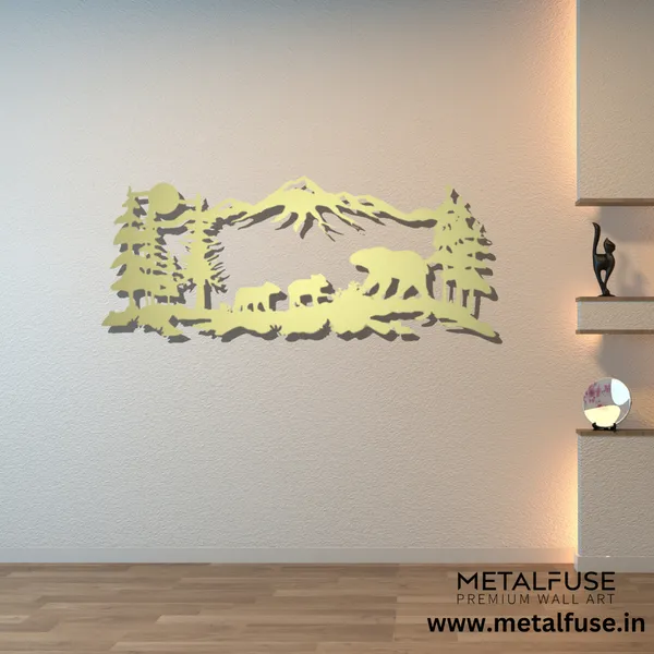 Metal_Wall_Art_for_Home_Decoration__|_Mountain_Bear_Family__|_Gold