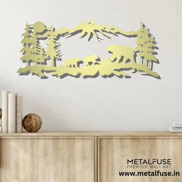 Metal_Wall_Art_for_Home_Decoration__|_Mountain_Bear_Family__|_Gold