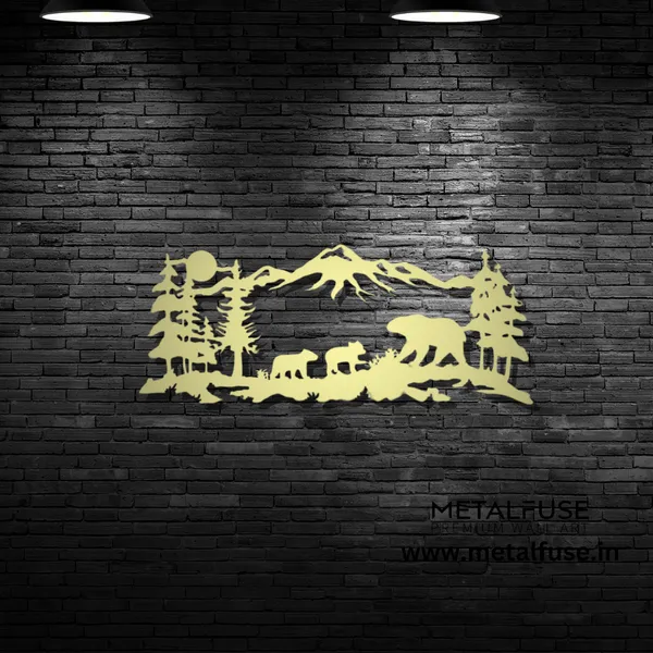 Metal_Wall_Art_for_Home_Decoration__|_Mountain_Bear_Family__|_Gold