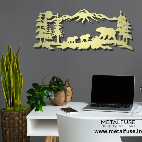 Metal_Wall_Art_for_Home_Decoration__|_Mountain_Bear_Family__|_Gold