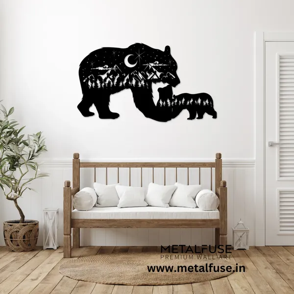 Metal_Wall_Art_for_Home_Decoration__|_Bear_Family__|_Black