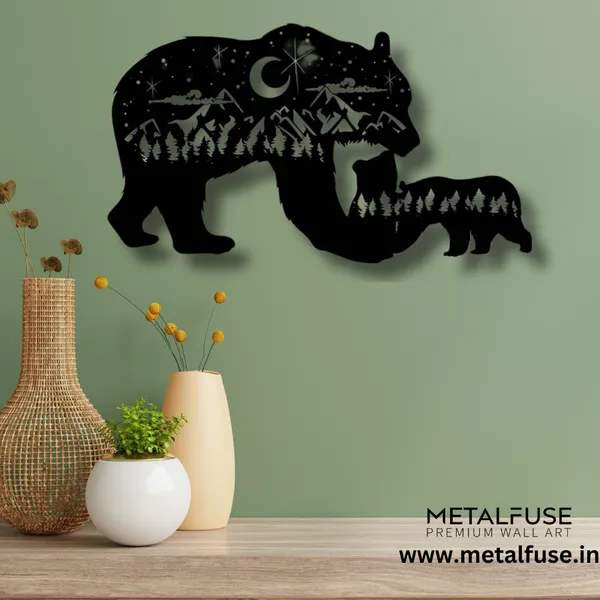 Metal_Wall_Art_for_Home_Decoration__|_Bear_Family__|_Black