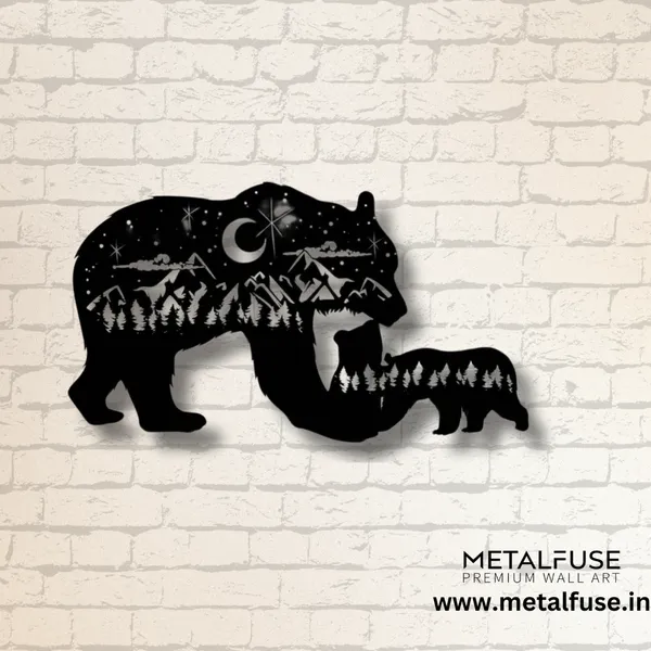 Metal_Wall_Art_for_Home_Decoration__|_Bear_Family__|_Black