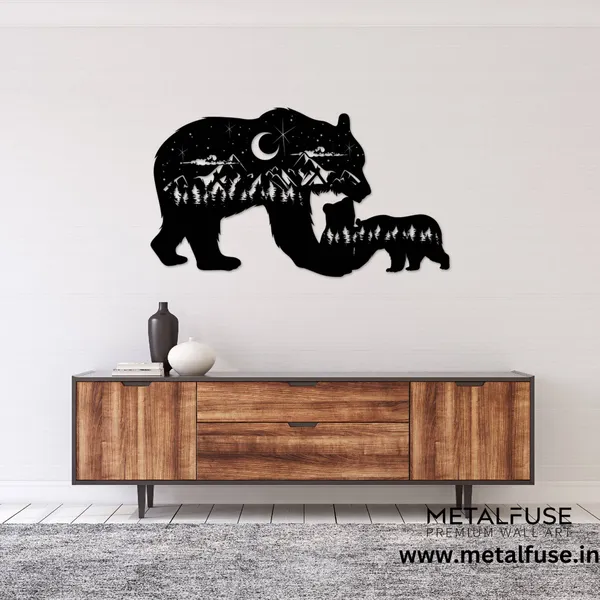 Metal_Wall_Art_for_Home_Decoration__|_Bear_Family__|_Black