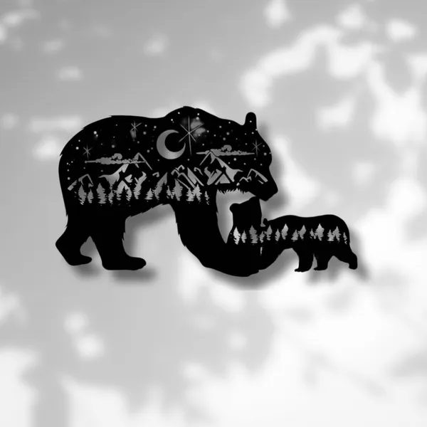 Metal_Wall_Art_for_Home_Decoration__|_Bear_Family__|_Black
