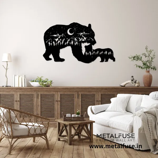 Metal_Wall_Art_for_Home_Decoration__|_Bear_Family__|_Black