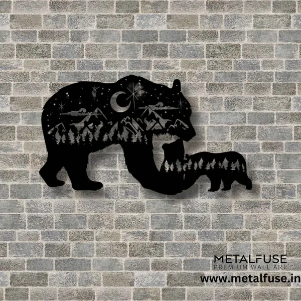 Metal_Wall_Art_for_Home_Decoration__|_Bear_Family__|_Black