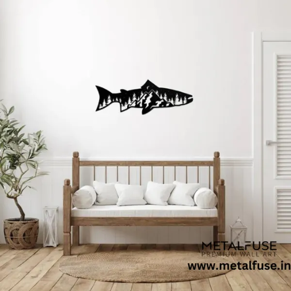 Metal_Wall_Art_for_Home_Decoration__|_Trout_Fish_Design__|_Black