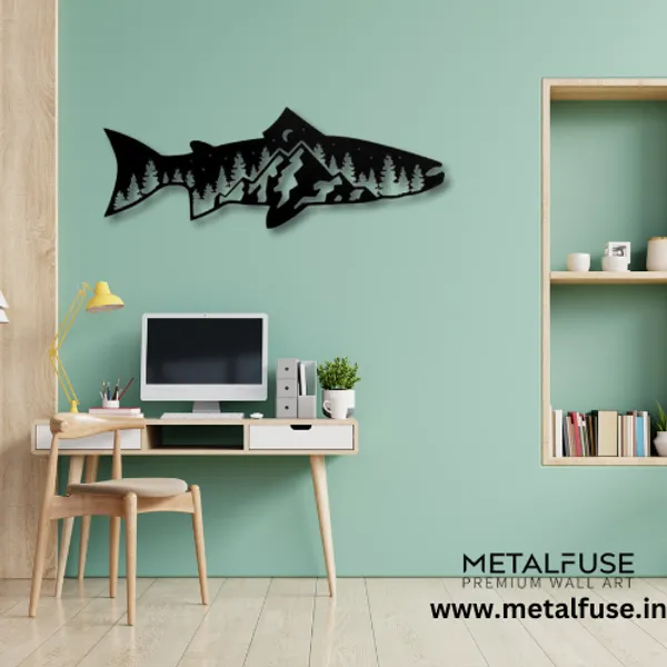 Metal_Wall_Art_for_Home_Decoration__|_Trout_Fish_Design__|_Black