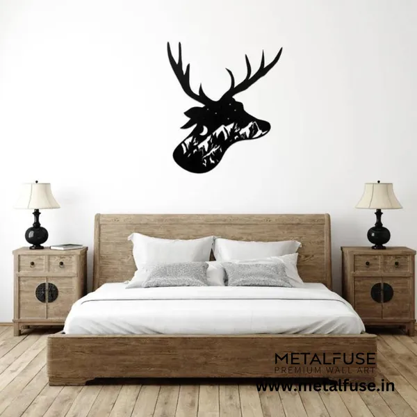 Metal_Wall_Art_for_Home_Decoration__|_Deer_Head_Design__|_Black