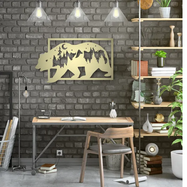 Metal_Wall_Art_for_Home_Decoration__|_3D_Look_Bear__|_Gold