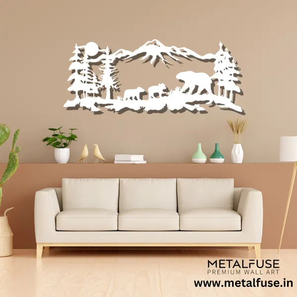 Metal_Wall_Art_for_Home_Decoration__|_Mountain_Bear_Family__|_White