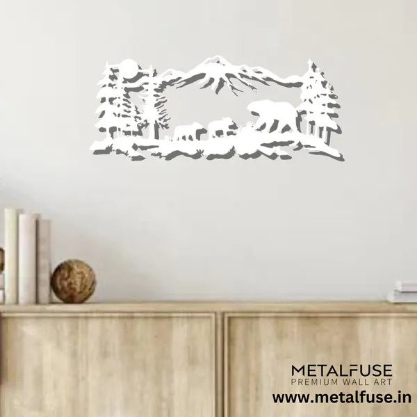 Metal_Wall_Art_for_Home_Decoration__|_Mountain_Bear_Family__|_White