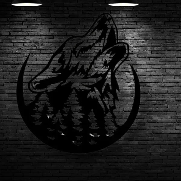 Metal_Wall_Art_for_Home_Decoration__|_Howling_Wolf__|_Black