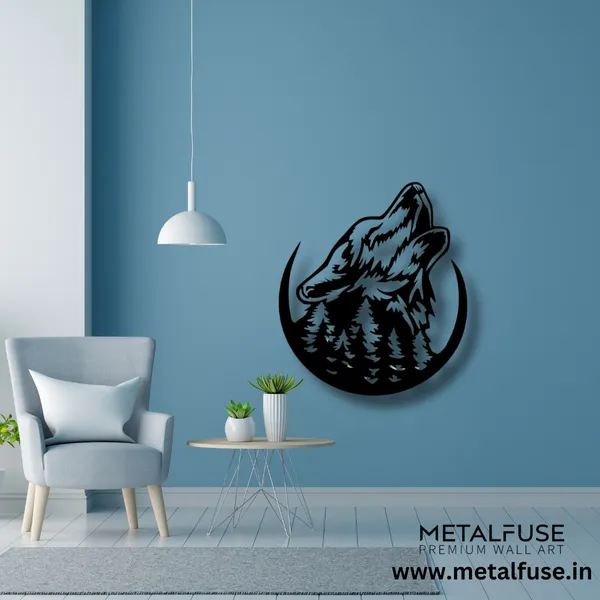 Metal_Wall_Art_for_Home_Decoration__|_Howling_Wolf__|_Black