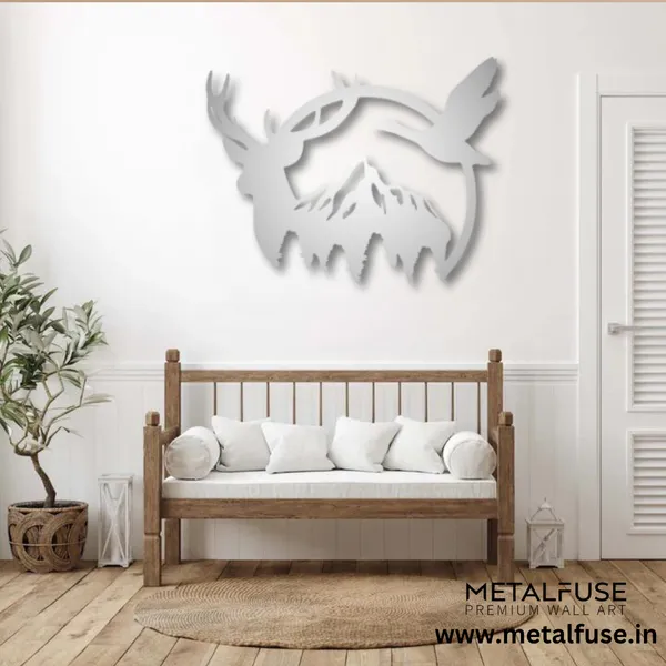 Metal_Wall_Art_for_Home_Decoration__|_Duck_&_Deer_Mountain__|_Silver