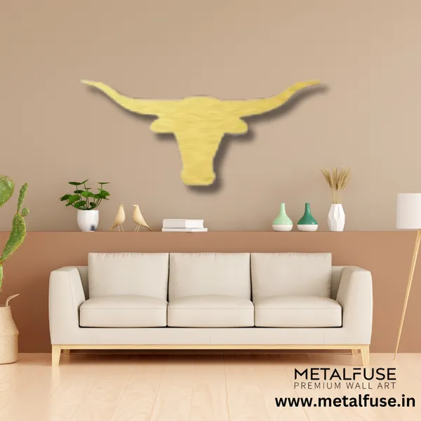 Metal_Wall_Art_for_Home_Decoration__|_Texas_Longhorn__|_Gold