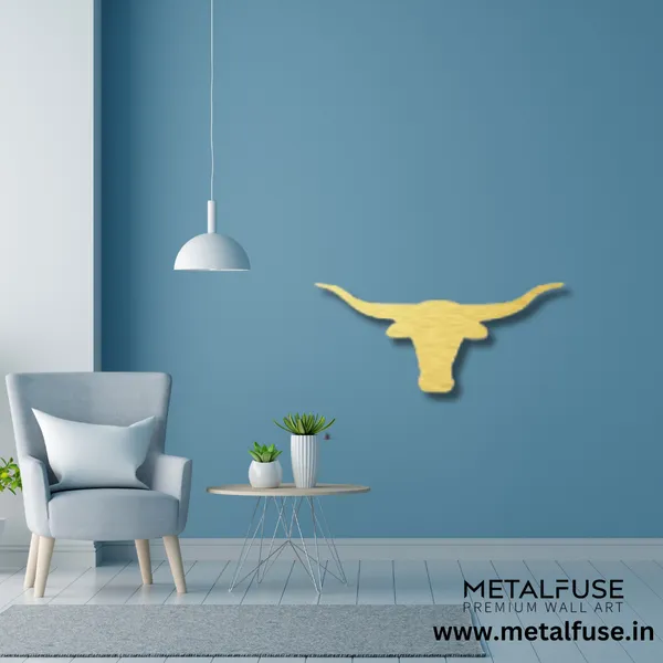 Metal_Wall_Art_for_Home_Decoration__|_Texas_Longhorn__|_Gold