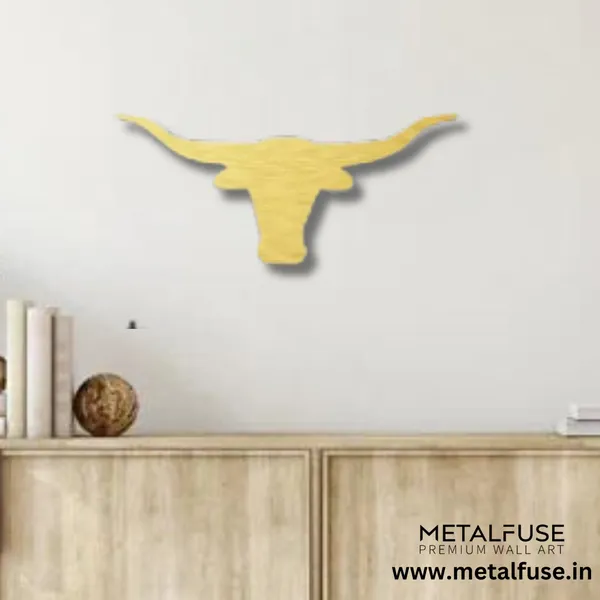 Metal_Wall_Art_for_Home_Decoration__|_Texas_Longhorn__|_Gold