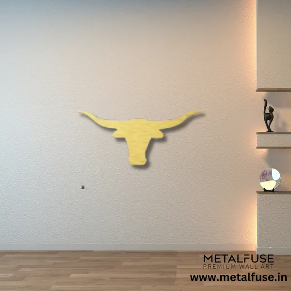 Metal_Wall_Art_for_Home_Decoration__|_Texas_Longhorn__|_Gold