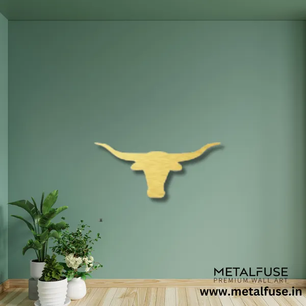 Metal_Wall_Art_for_Home_Decoration__|_Texas_Longhorn__|_Gold