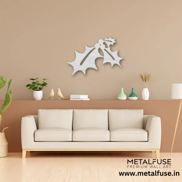 Metal_Wall_Art_for_Home_Decoration__|_Mistletoe__|_Silver