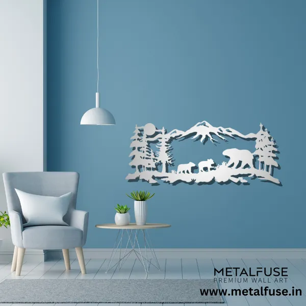Metal_Wall_Art_for_Home_Decoration__|_Mountain_Bear_Family__|_Silver