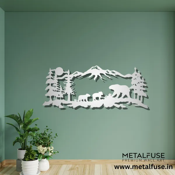 Metal_Wall_Art_for_Home_Decoration__|_Mountain_Bear_Family__|_Silver