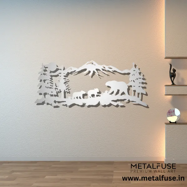 Metal_Wall_Art_for_Home_Decoration__|_Mountain_Bear_Family__|_Silver