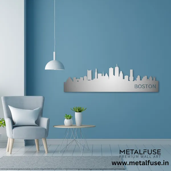 Metal_Wall_Art_for_Home_Decoration__|_Boston_Skyline__|_Silver