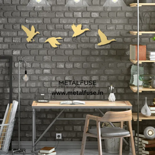 Metal_Wall_Art_for_Home_Decoration__|_Ducks__|_Gold